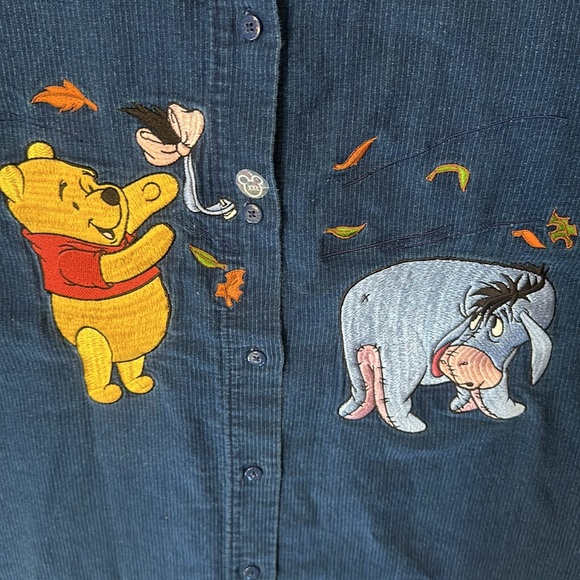 Vintage Disney Store Winnie the Pooh and Eeyore button up ribbed cotton XXL - Picture 2 of 10
